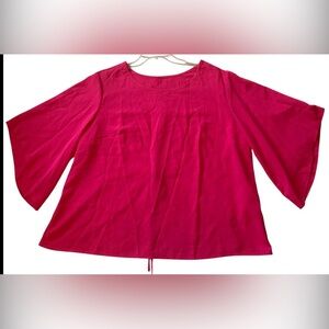 🔥2/$15🔥SHEIN Hot Pink Bell Sleeve Scoop Neck Tunic. NWOT